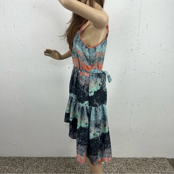 Band of Gypsies Women’s size Medium Gray Blue Peach Hi Low Midi Dress - Picture 6 of 10